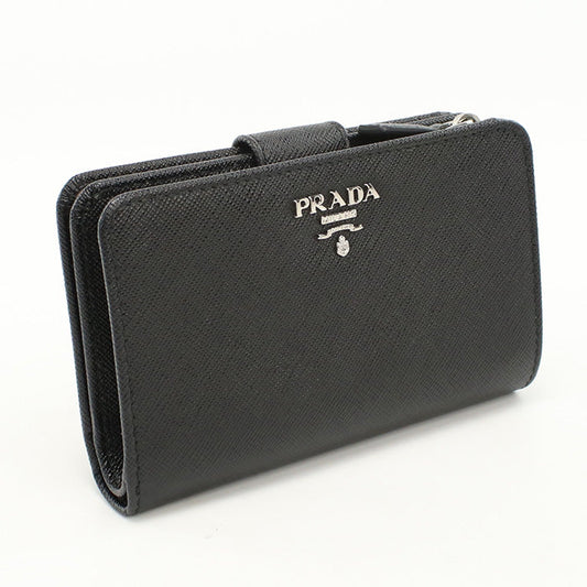 PRADA 1ML225 2E6V F0LN1 Saffiano leather wallet Folded black Women