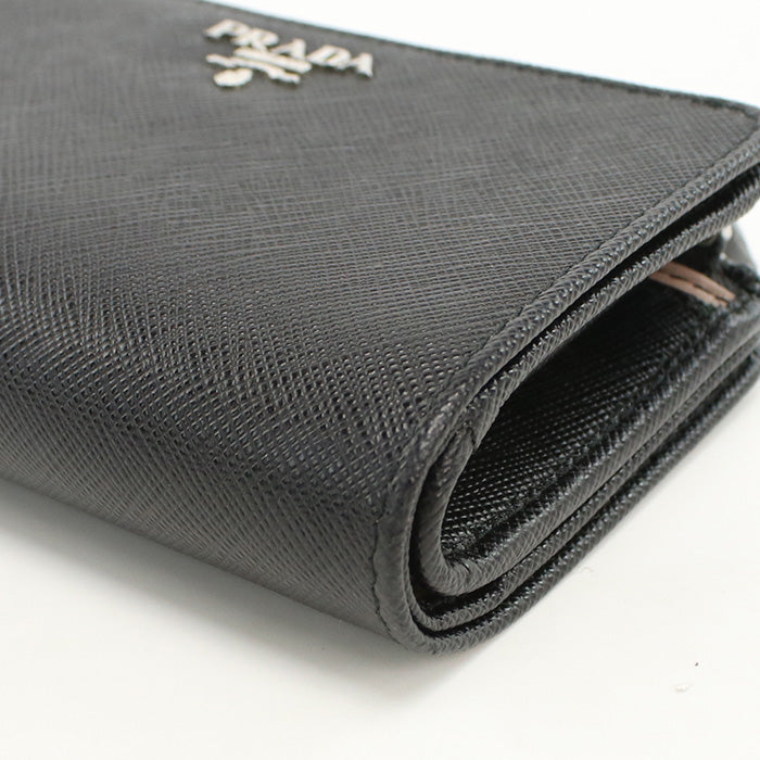 PRADA 1ML225 2E6V F0LN1 Saffiano leather wallet Folded black Women