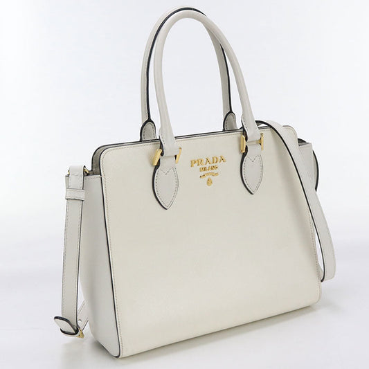 PRADA 1BA113 2WAY Tote Bag leather white Women