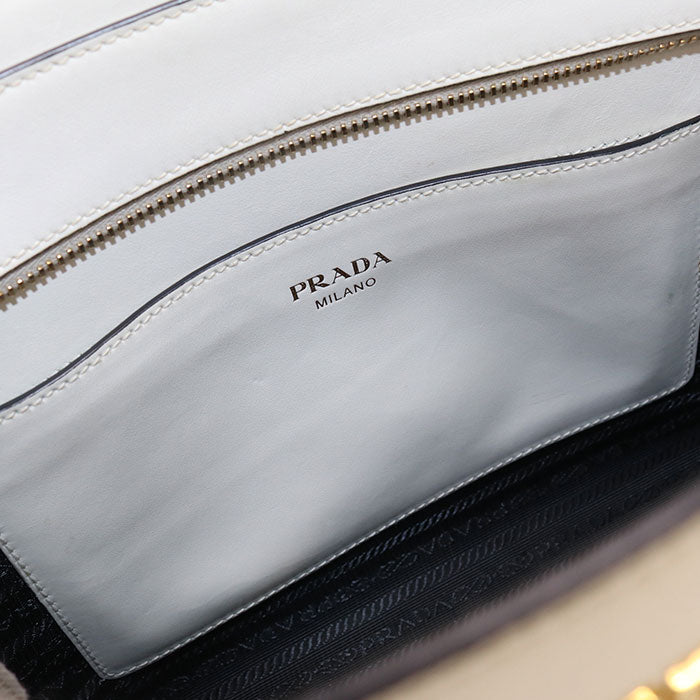 PRADA 1BA113 2WAY Tote Bag leather white Women
