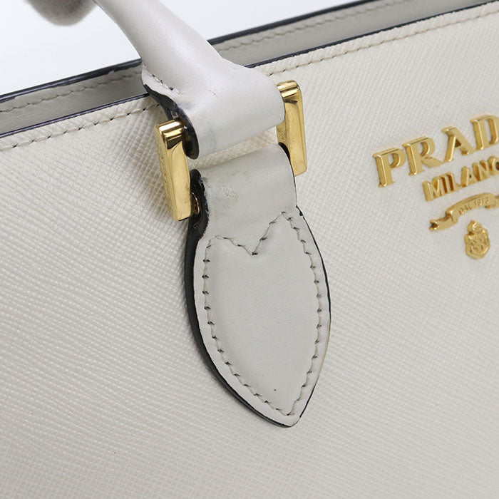 PRADA 1BA113 2WAY Tote Bag leather white Women