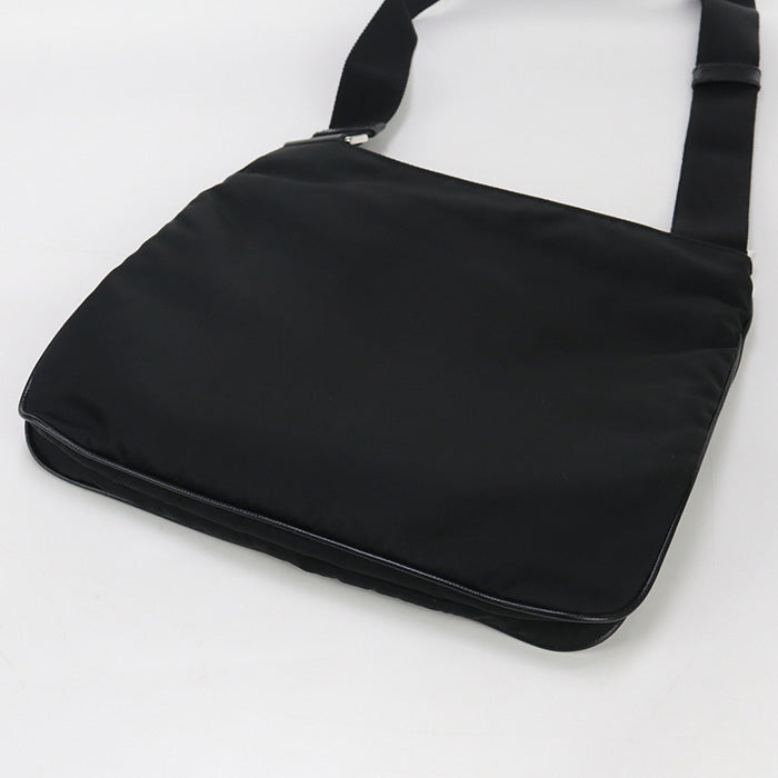 PRADA 2VH5632E9S F0002 Re-Nylon Diagonal Shoulder Bag Safiano leather black mens