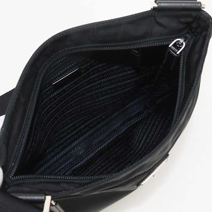 PRADA 2VH5632E9S F0002 Re-Nylon Diagonal Shoulder Bag Safiano leather black mens