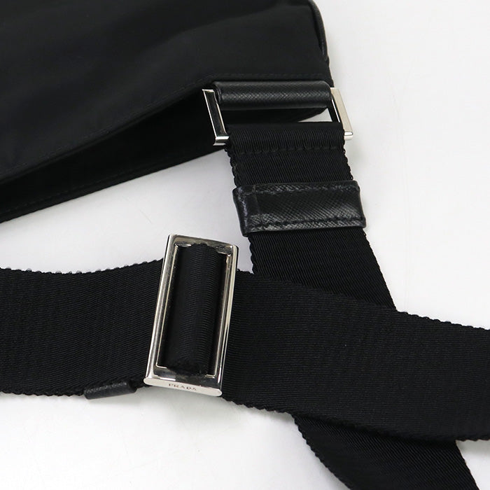 PRADA 2VH5632E9S F0002 Re-Nylon Diagonal Shoulder Bag Safiano leather black mens