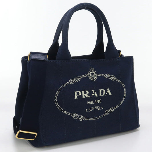 PRADA 1BG439 2WAY Canapa Tote Bag Cotton canvas black Women