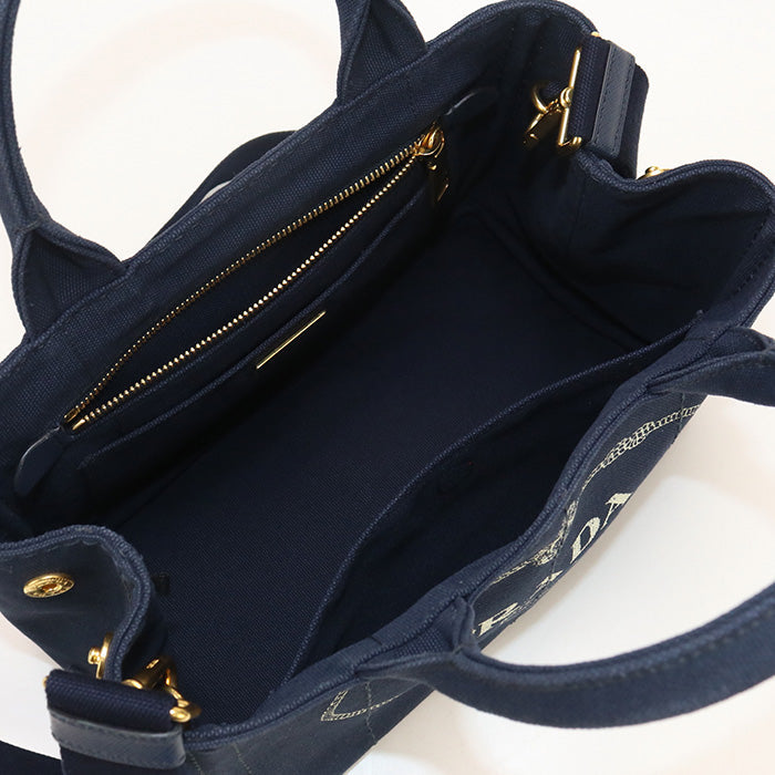PRADA 1BG439 2WAY Canapa Tote Bag Cotton canvas black Women
