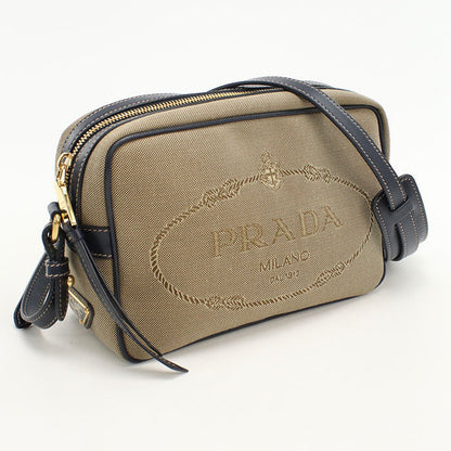 PRADA 1BH089 Logo jacquard Diagonal shoulder bag canvas/leather Women brown