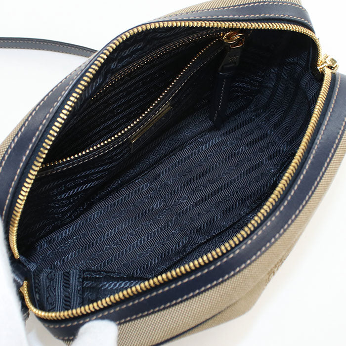 PRADA 1BH089 Logo jacquard Diagonal shoulder bag canvas/leather Women brown