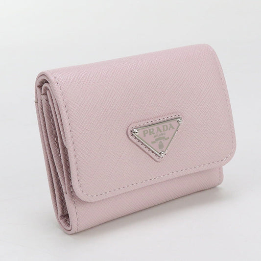 PRADA 1MH043 Tri-fold wallet Saffiano Triangle Wallet/Folding wallet leather pink Women