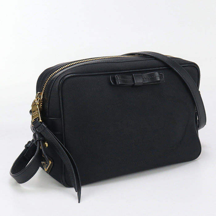 PRADA 1BH089 UCW F0002 Logo jacquard Diagonal Shoulder Bag black Women
