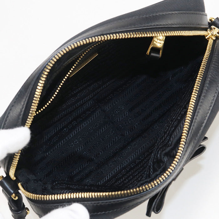 PRADA 1BH089 UCW F0002 Logo jacquard Diagonal Shoulder Bag black Women
