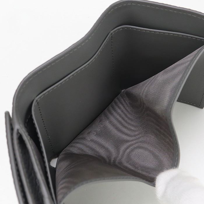 PRADA 1MH043 Mini Vittero Dino Leather Three fold wallet leather gray Women