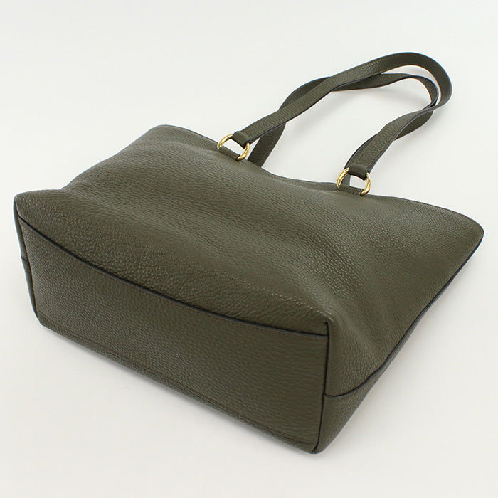 PRADA 1BG100 Tote Bag Embossed logo Shoulder bag leather Khaki Women(unisex)