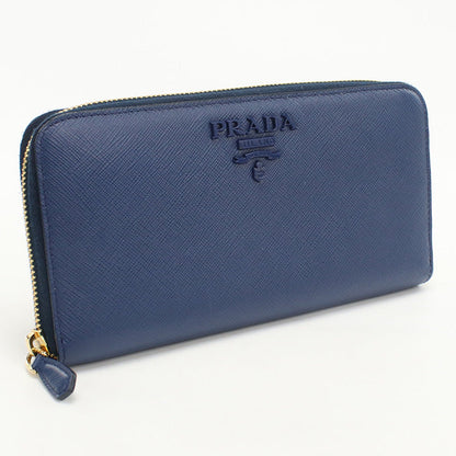 PRADA zip around long wallet PurseZip leather blue mens
