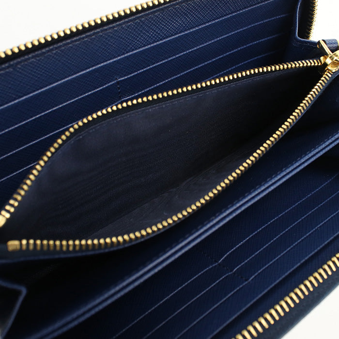 PRADA zip around long wallet PurseZip leather blue mens