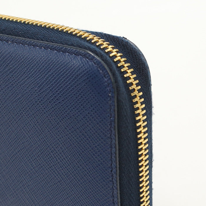 PRADA zip around long wallet PurseZip leather blue mens