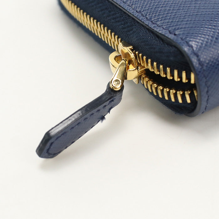 PRADA zip around long wallet PurseZip leather blue mens