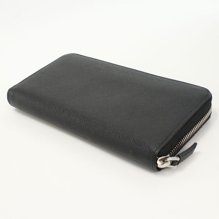 PRADA 2ML317 QHH F0002 long wallet saffiano triangle PurseZip leather black mens