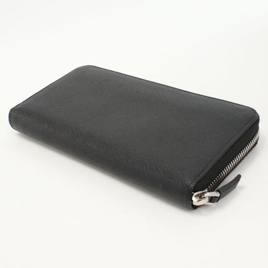 PRADA 2ML317 QHH F0002 long wallet saffiano triangle PurseZip leather black mens