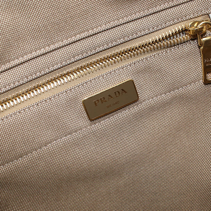 PRADA Backpack Logo jacquard Backpack canvas beige Women