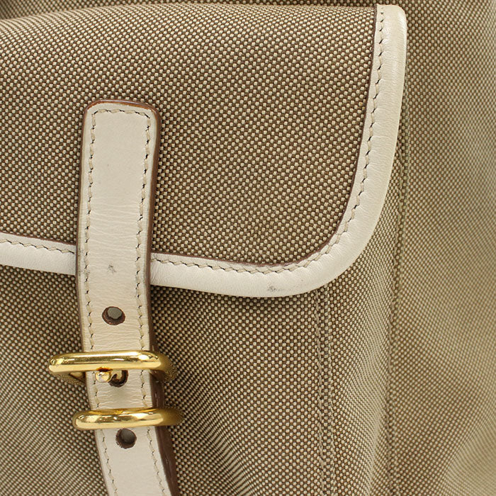PRADA Backpack Logo jacquard Backpack canvas beige Women