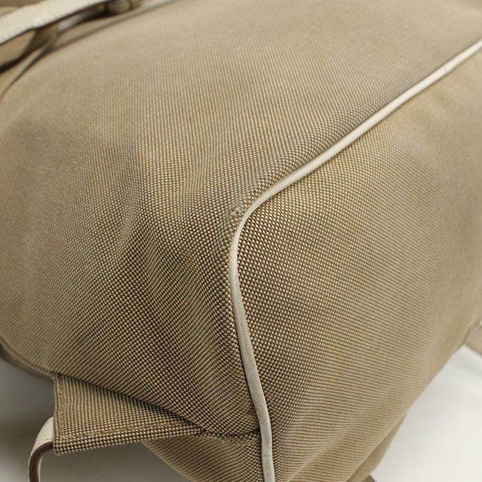 PRADA Backpack Logo jacquard Backpack canvas beige Women