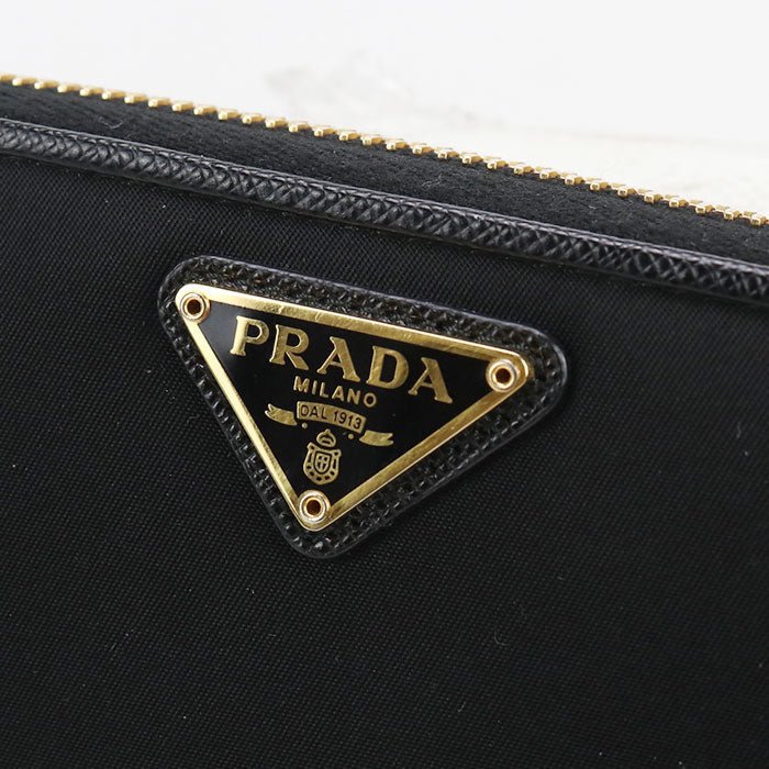 PRADA zip around long wallet PurseZip Around Nylon black Women