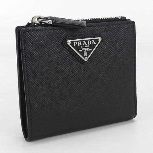 PRADA Saffiano Folded wallet leather black mens