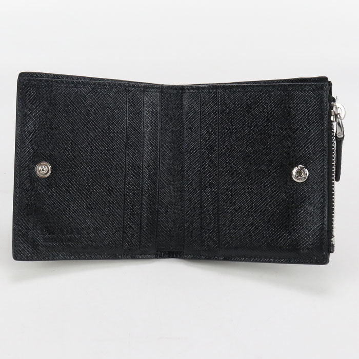 PRADA Saffiano Folded wallet leather black mens