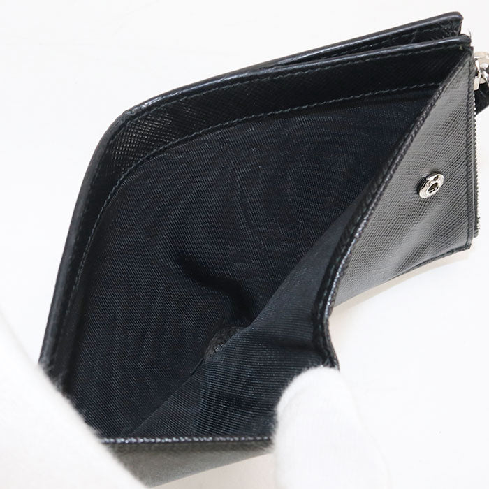 PRADA Saffiano Folded wallet leather black mens