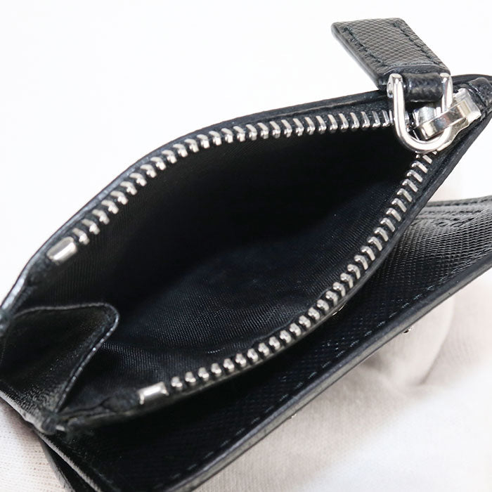 PRADA Saffiano Folded wallet leather black mens