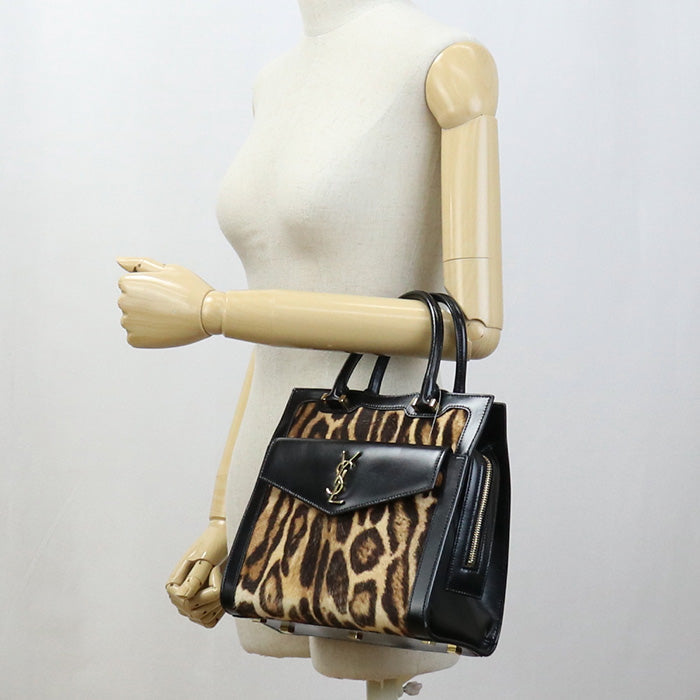 SAINT LAURENT 561203 2WAY Tote Bag shoulder bag Handbag leather black Women