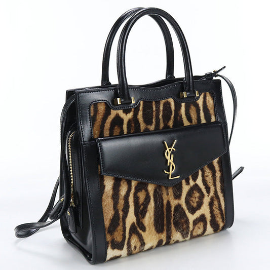 SAINT LAURENT 561203 2WAY Tote Bag shoulder bag Handbag leather black Women