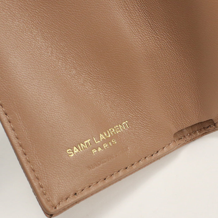SAINT LAURENT SL85171 Origami Tiny Monogram Three fold wallet Calfskin pink Women