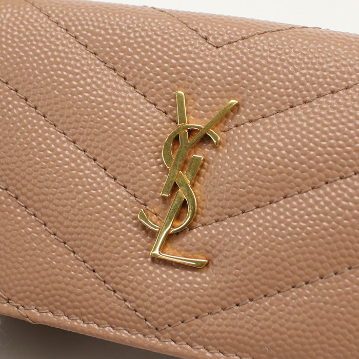 SAINT LAURENT SL85171 Origami Tiny Monogram Three fold wallet Calfskin pink Women