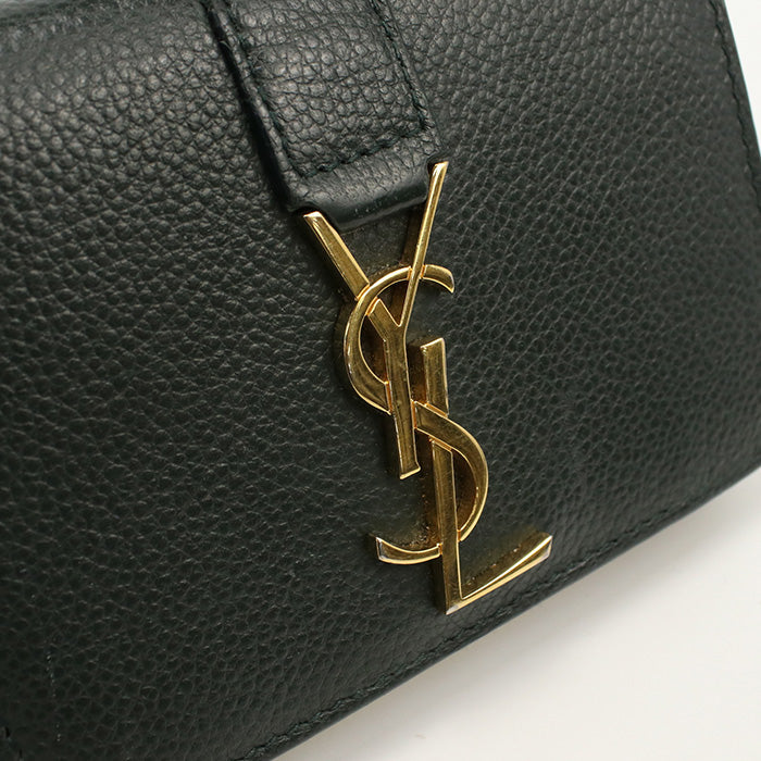 SAINT LAURENT SL85980 Compact zip wallet YSL line Folded wallet green Calfskin Women