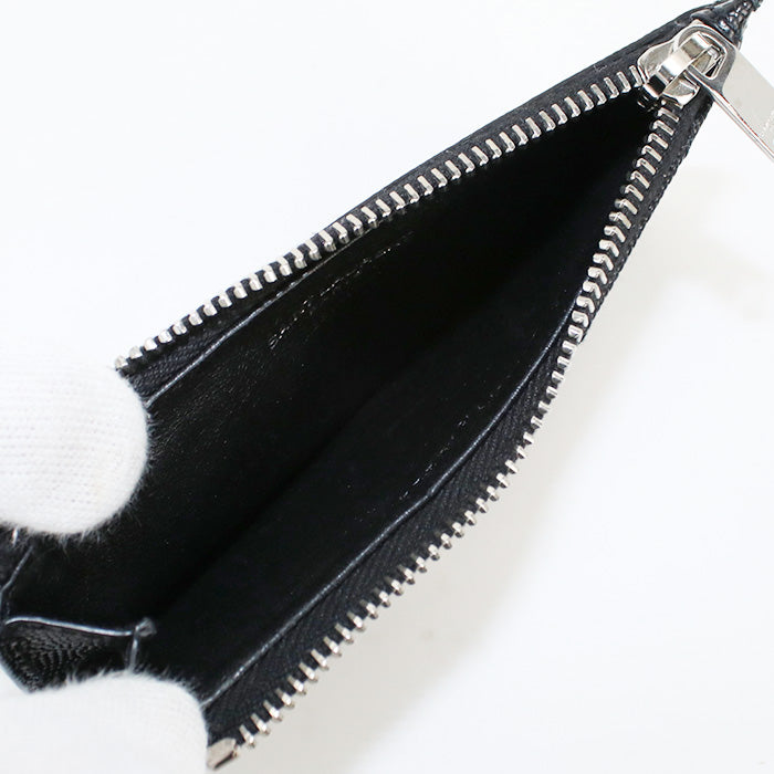 SAINT LAURENT SL86491 Fragment Zip Card Case Coin Pocket Calfskin Black unisex