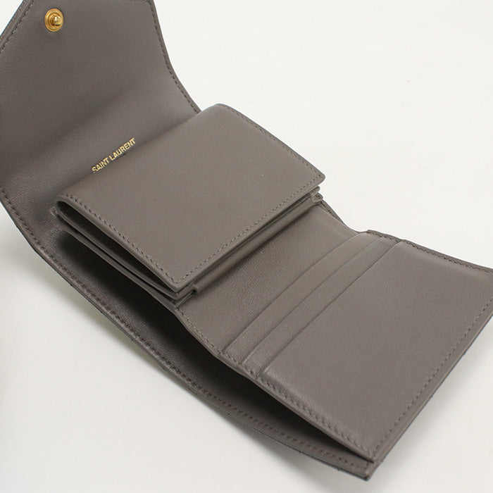 SAINT LAURENT SL86799 multifold wallet Cassandra Three fold wallet Calfskin gray Women