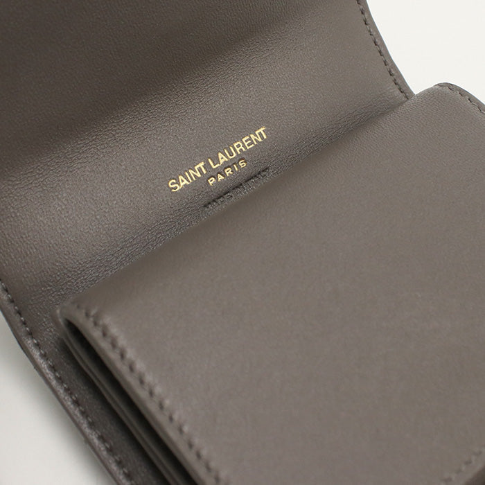 SAINT LAURENT SL86799 multifold wallet Cassandra Three fold wallet Calfskin gray Women