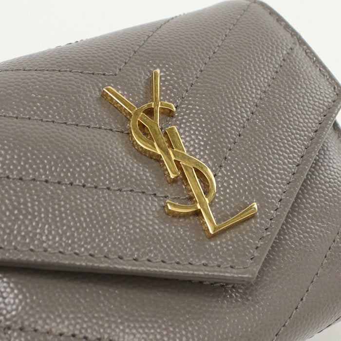 SAINT LAURENT SL86799 multifold wallet Cassandra Three fold wallet Calfskin gray Women