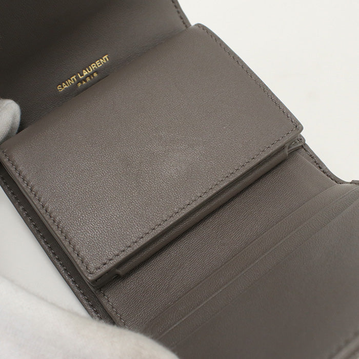 SAINT LAURENT SL86799 multifold wallet Cassandra Three fold wallet Calfskin gray Women