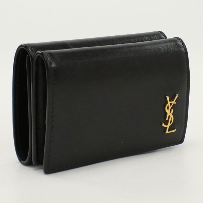 SAINT LAURENT 637420 Tri-fold wallet leather Black Women
