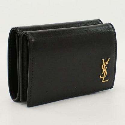 SAINT LAURENT 637420 Tri-fold wallet leather Black Women