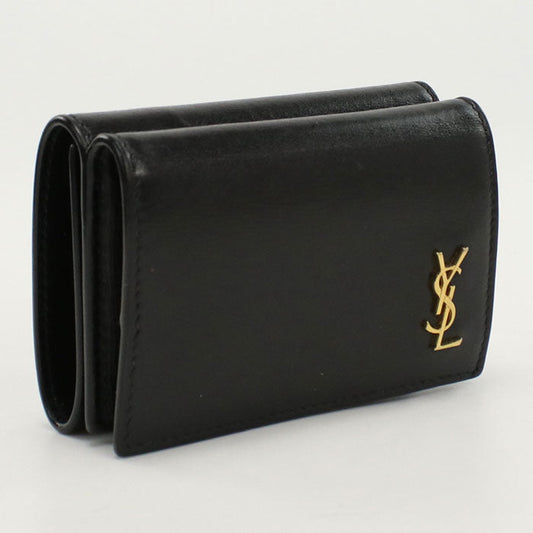 SAINT LAURENT 637420 Tri-fold wallet leather Black Women