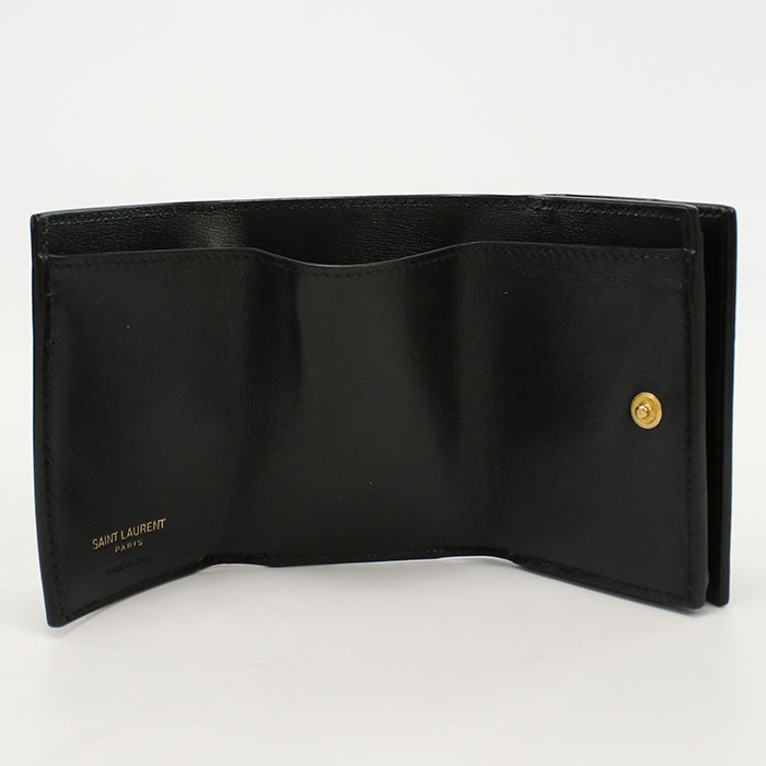 SAINT LAURENT 637420 Tri-fold wallet leather Black Women