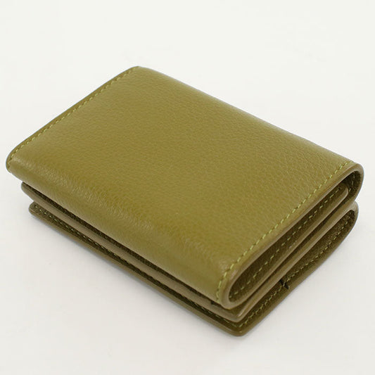SAINT LAURENT 668935 Tri-fold wallet leather khaki Women