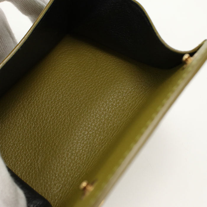 SAINT LAURENT 668935 Tri-fold wallet leather khaki Women