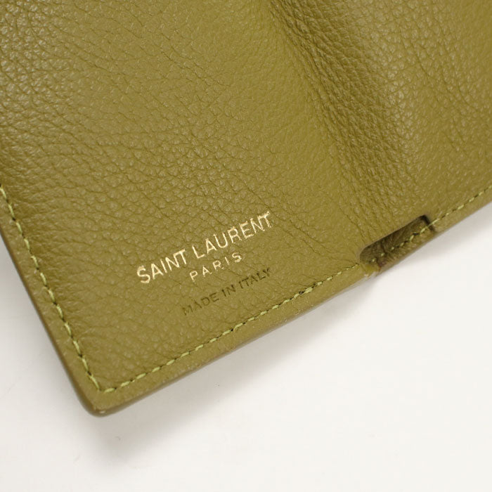 SAINT LAURENT 668935 Tri-fold wallet leather khaki Women