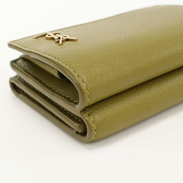 SAINT LAURENT 668935 Tri-fold wallet leather khaki Women