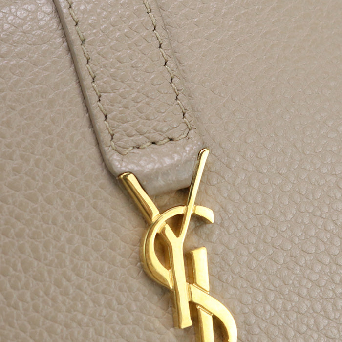 SAINT LAURENT 613536 name card holder YSL line Calfskin beige Women